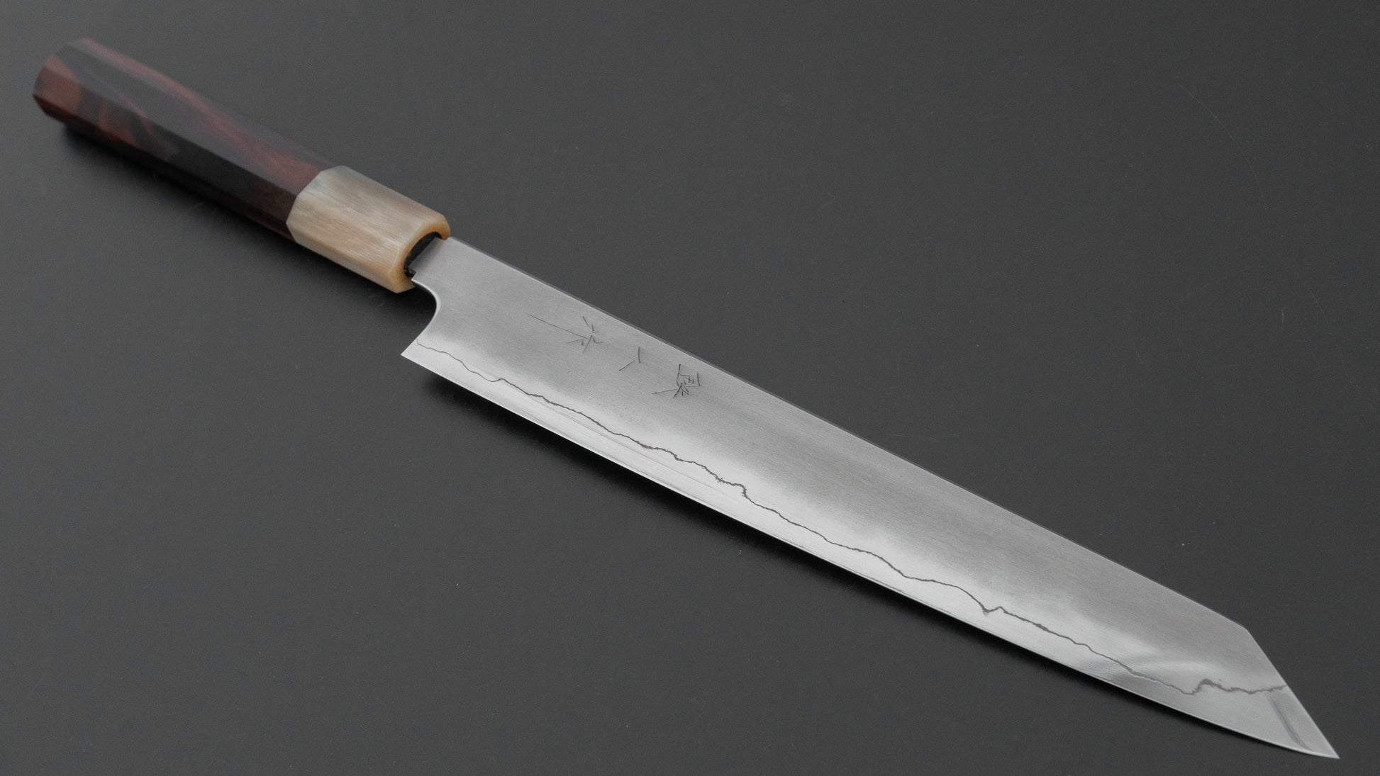 Tetsujin Silver #3 Kasumi Kiritsuke Sujihiki 240mm Taihei Makassar Ebony Handle