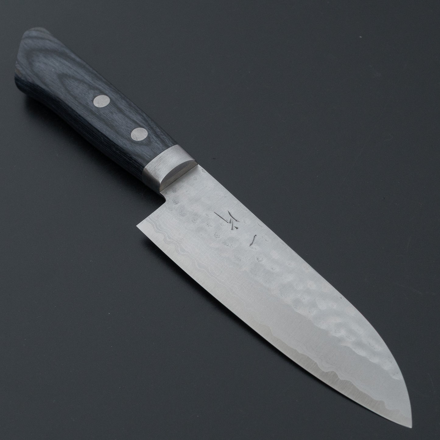 Hitohira NM V10 Tsuchime Damascus Santoku 130mm Blue Pakka Handle