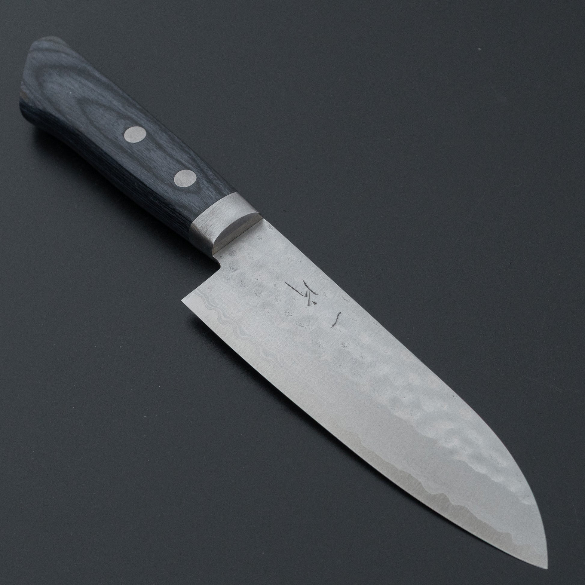 Hitohira NM V10 Tsuchime Damascus Santoku 130mm Blue Pakka Handle