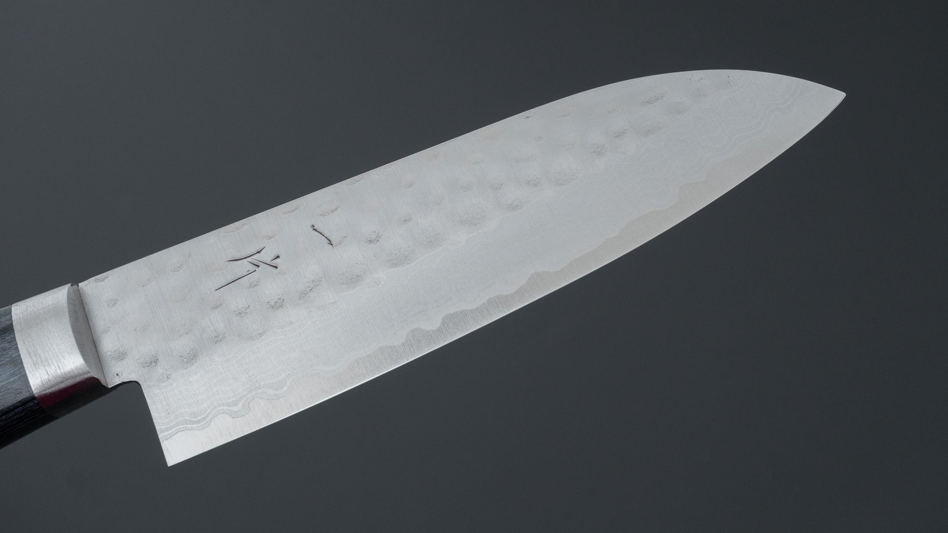 Hitohira NM V10 Tsuchime Damascus Santoku 130mm Blue Pakka Handle