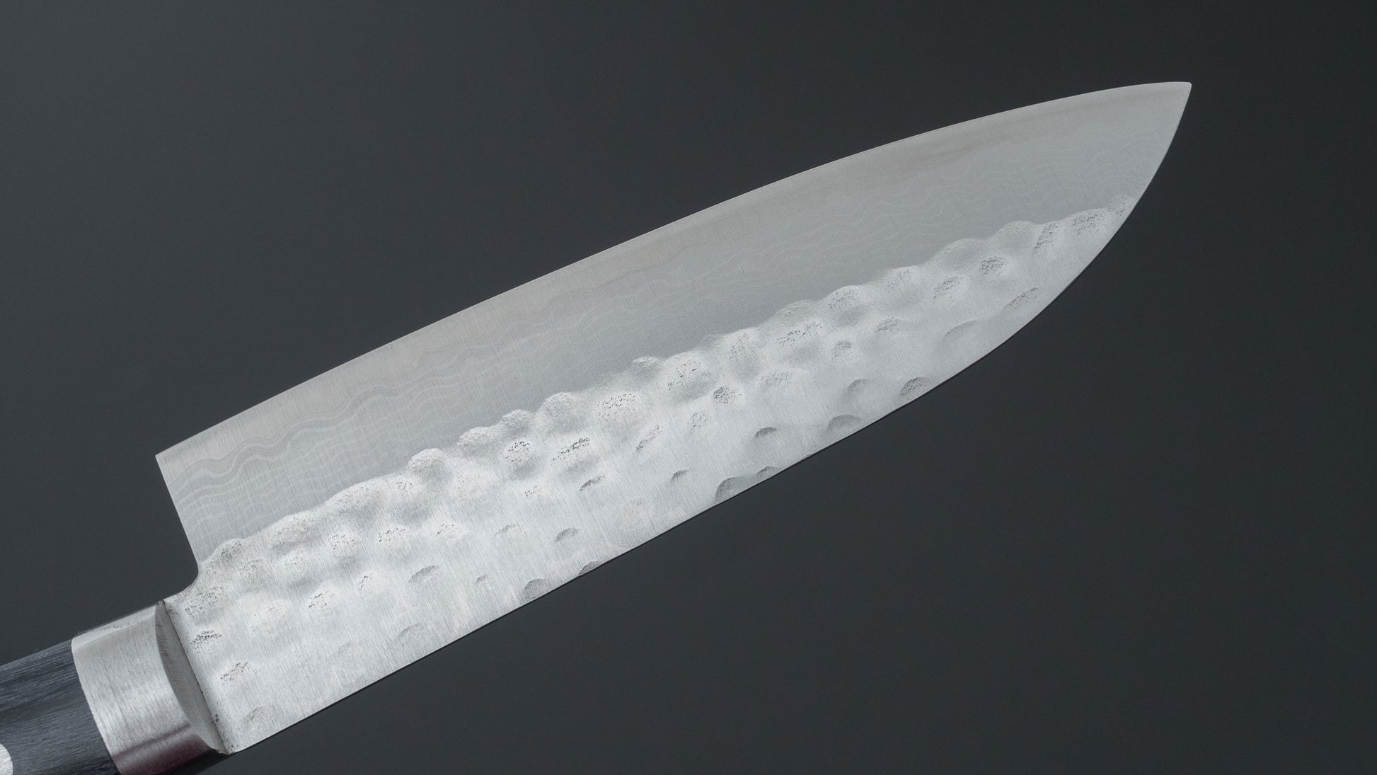 Hitohira NM V10 Tsuchime Damascus Santoku 130mm Blue Pakka Handle