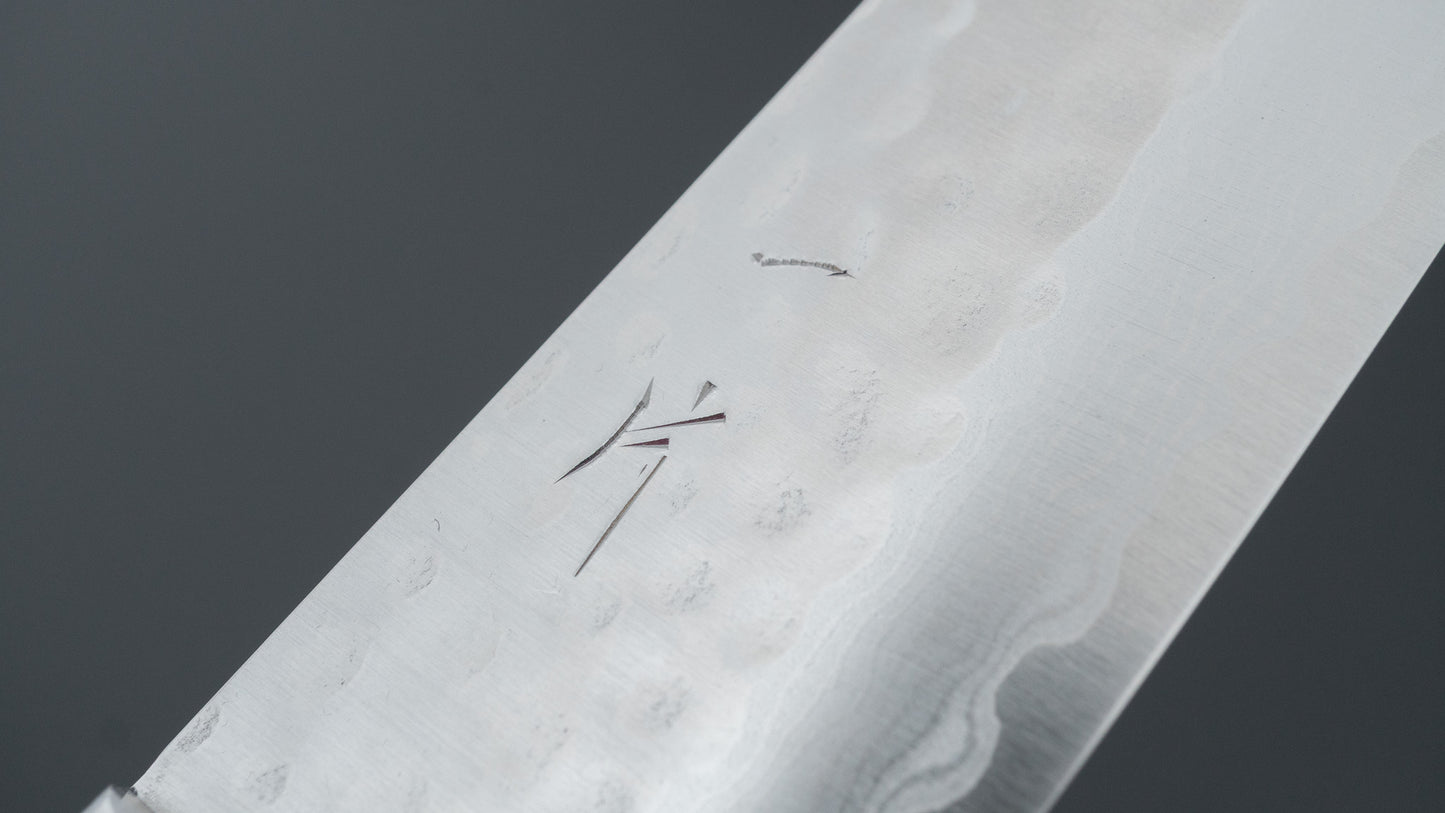 Hitohira NM V10 Tsuchime Damascus Santoku 130mm Blue Pakka Handle