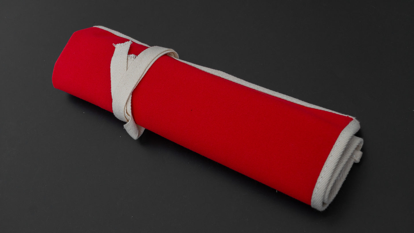 Hitohira 4 Pockets Canvas Knife Roll Red