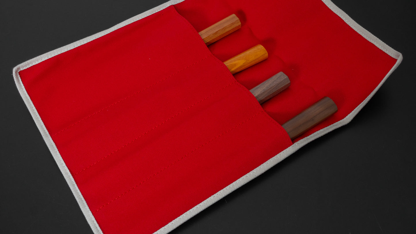 Hitohira 4 Pockets Canvas Knife Roll Red