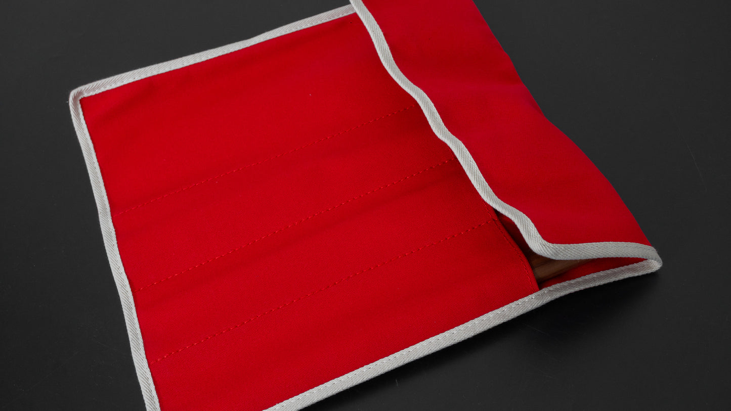 Hitohira 4 Pockets Canvas Knife Roll Red