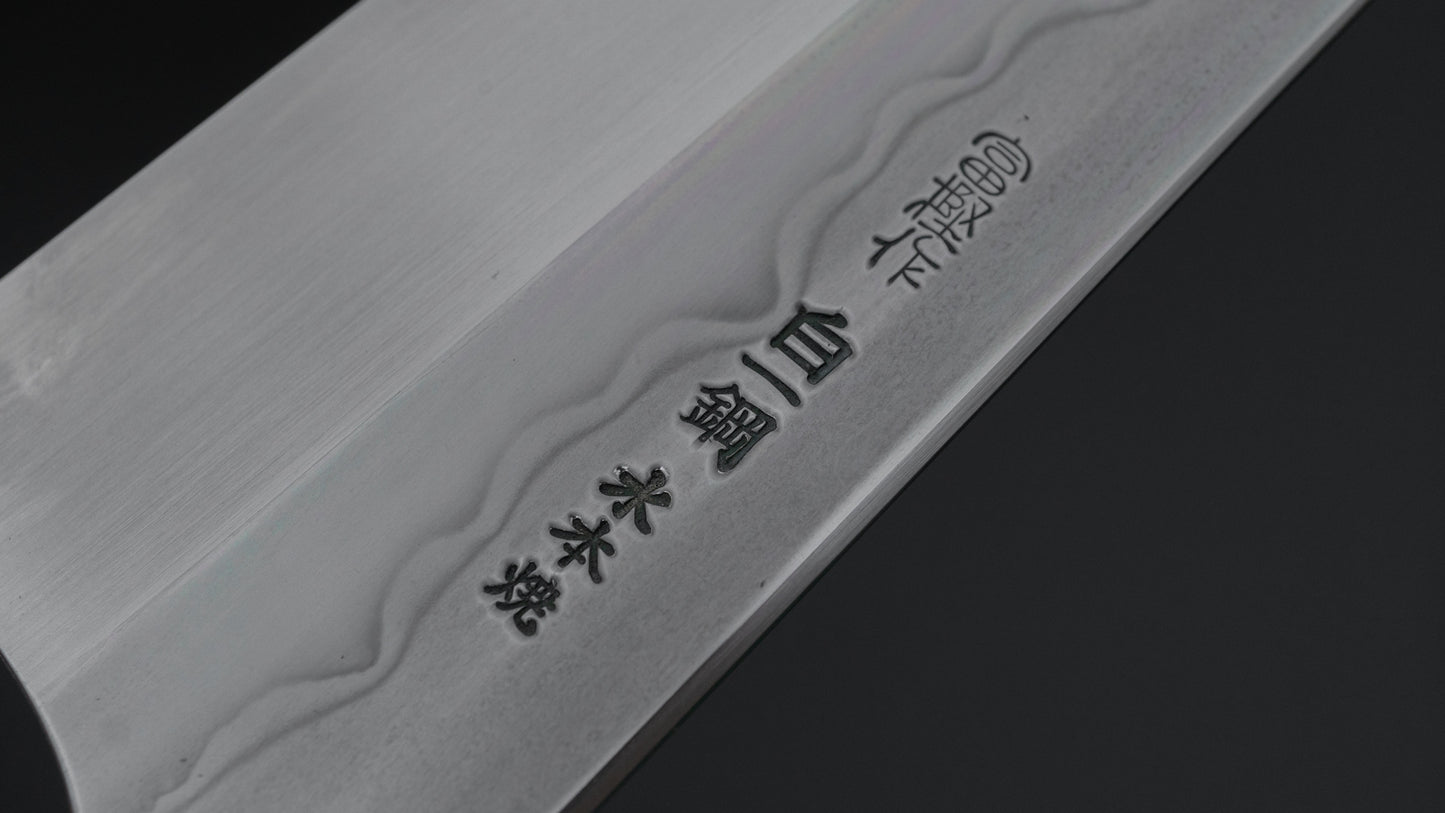 Hitohira Togashi White #1 Sanbonsugi Mizu Honyaki Kiritsuke Gyuto 240mm Taihei Ebony Handle (#103/ Saya)