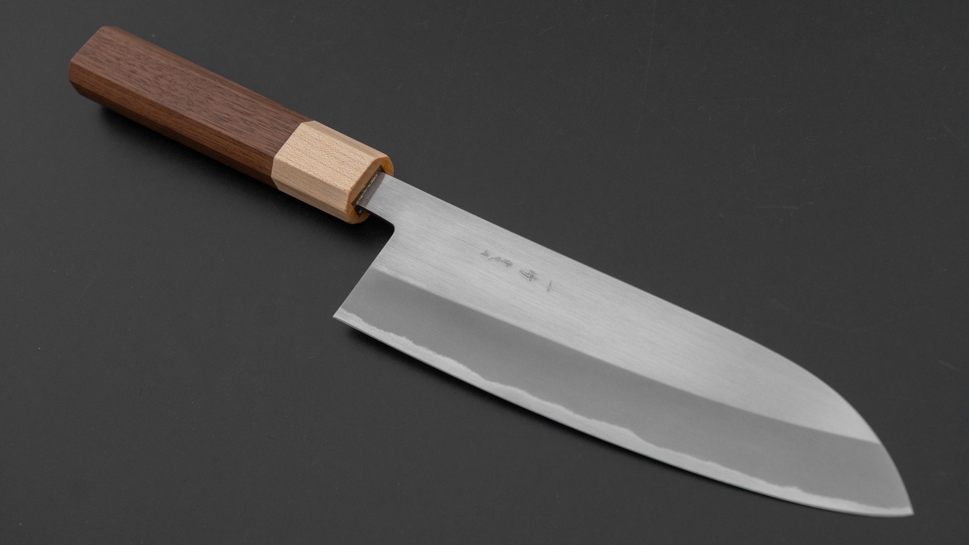 Hitohira TD Blue #2 Stainless Clad Migaki Santoku 165mm Walnut Handle