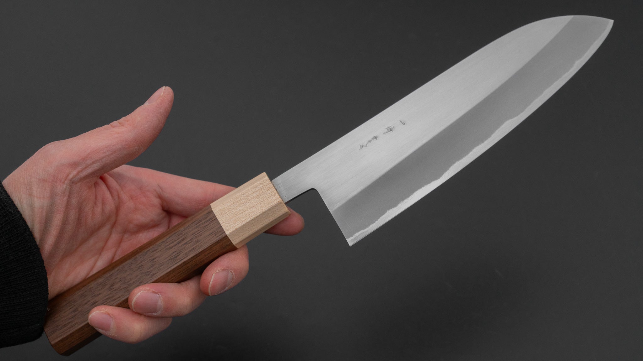 Hitohira TD Blue #2 Stainless Clad Migaki Santoku 165mm Walnut