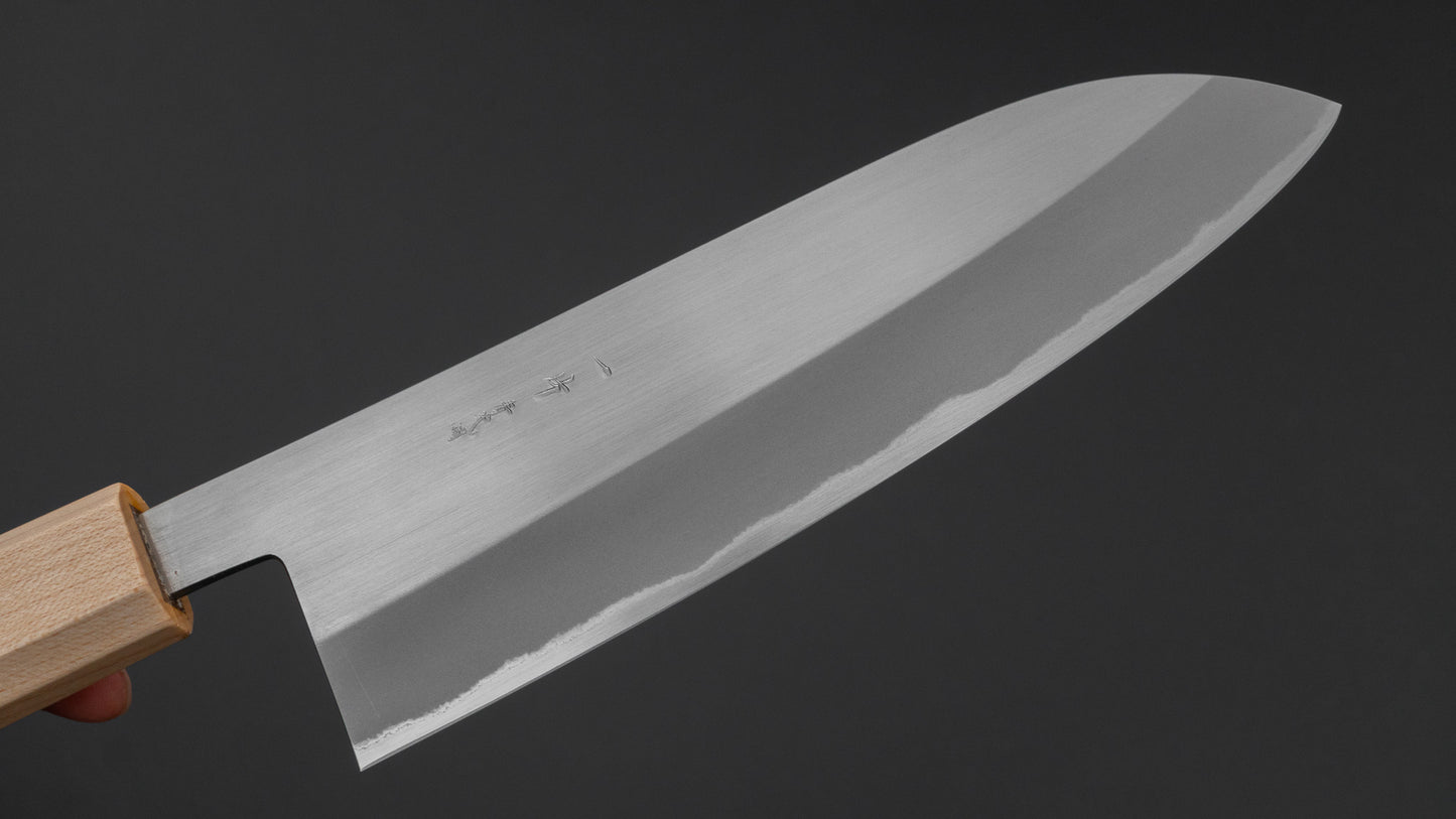 Hitohira TD Blue #2 Stainless Clad Migaki Santoku 165mm Walnut Handle