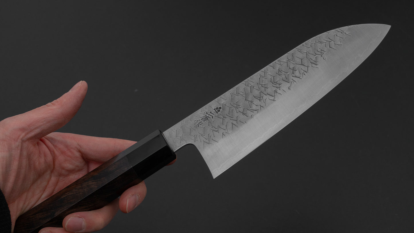 Nigara Blue Super Santoku 180mm Ebony Handle