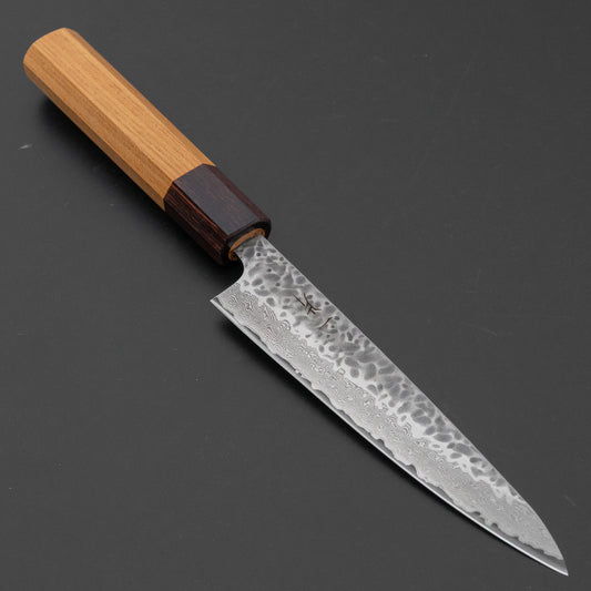 Hitohira Futana Stainless Tsuchime Damascus Petty 135mm Keyaki Zelkova Handle