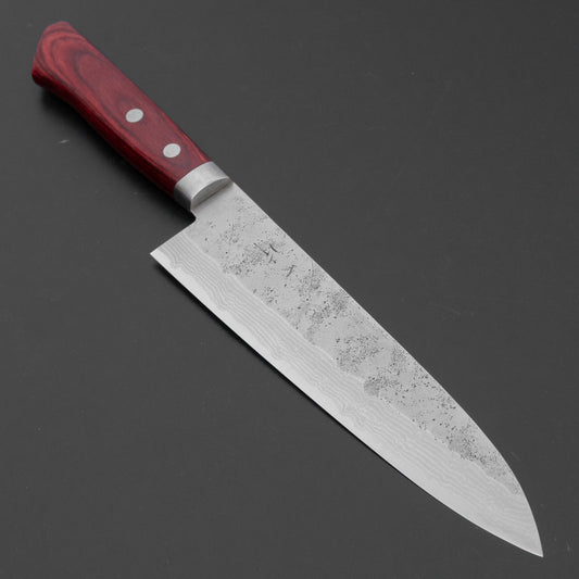 Hitohira NM V10 Nashiji Damascus Gyuto 180mm Wine Pakka Handle