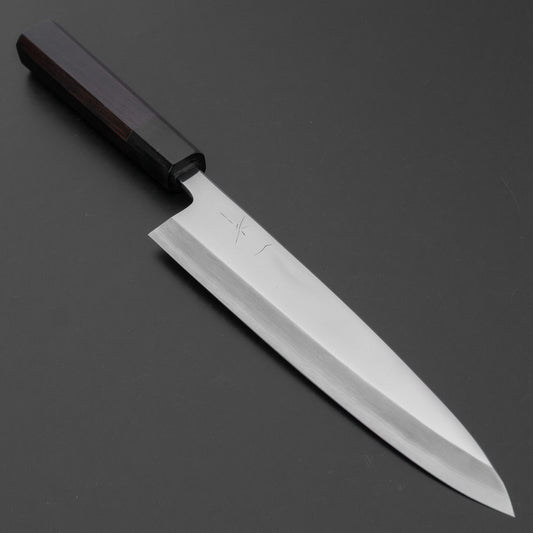 Hitohira Kikuchiyo Mosuke Silver #3 Mirror Polished Mioroshi Deba 210mm Ebony Handle (Saya)
