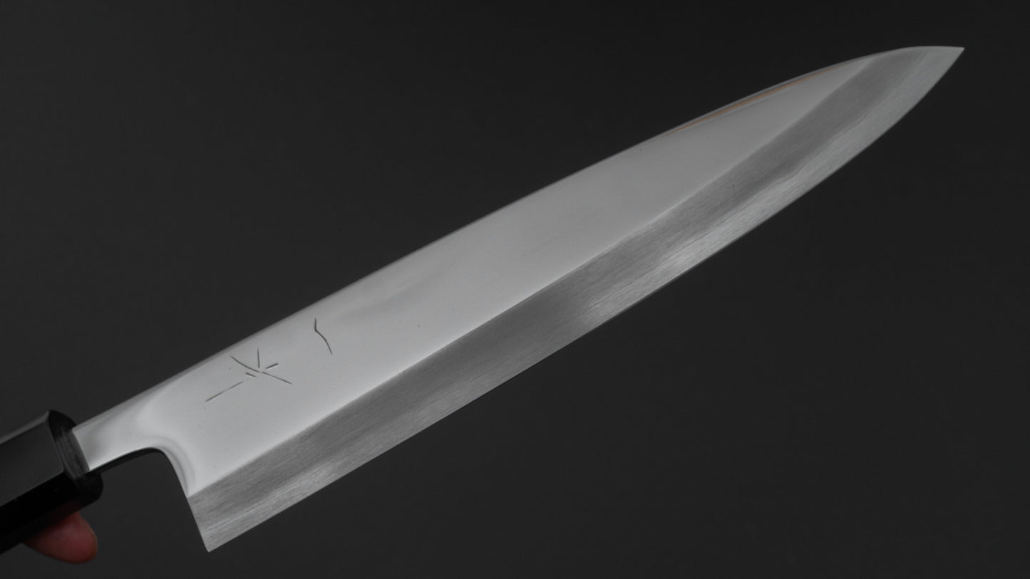 Hitohira Kikuchiyo Mosuke Silver #3 Mirror Polished Mioroshi Deba 210mm Ebony Handle (Saya)