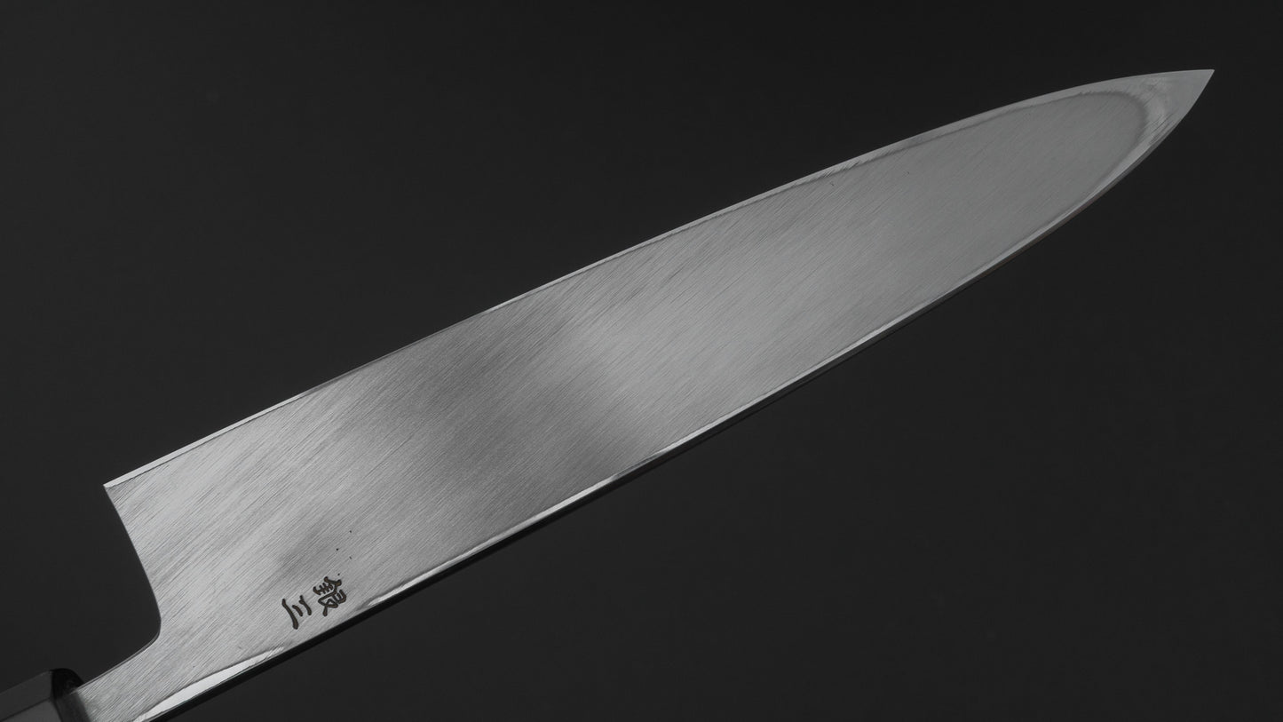 Hitohira Kikuchiyo Mosuke Silver #3 Mirror Polished Mioroshi Deba 210mm Ebony Handle (Saya)