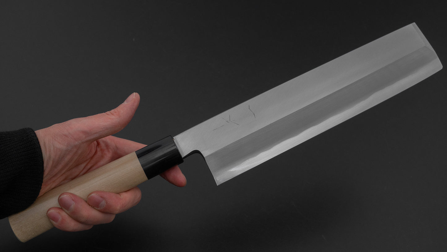 Hitohira Togashi White #2 Usuba 240mm Ho Wood Handle (D-Shape/ Saya)