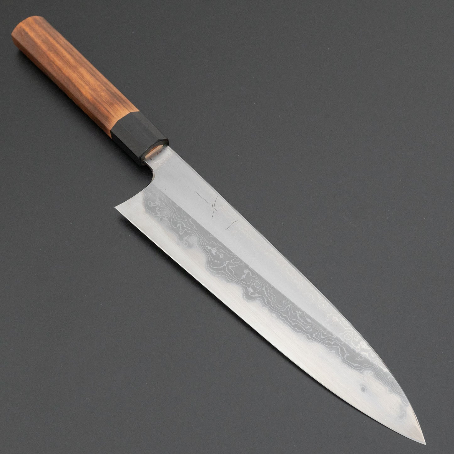 Hitohira Togashi White #1 Damascus Gyuto 240mm Burnt Yakusugi Handle