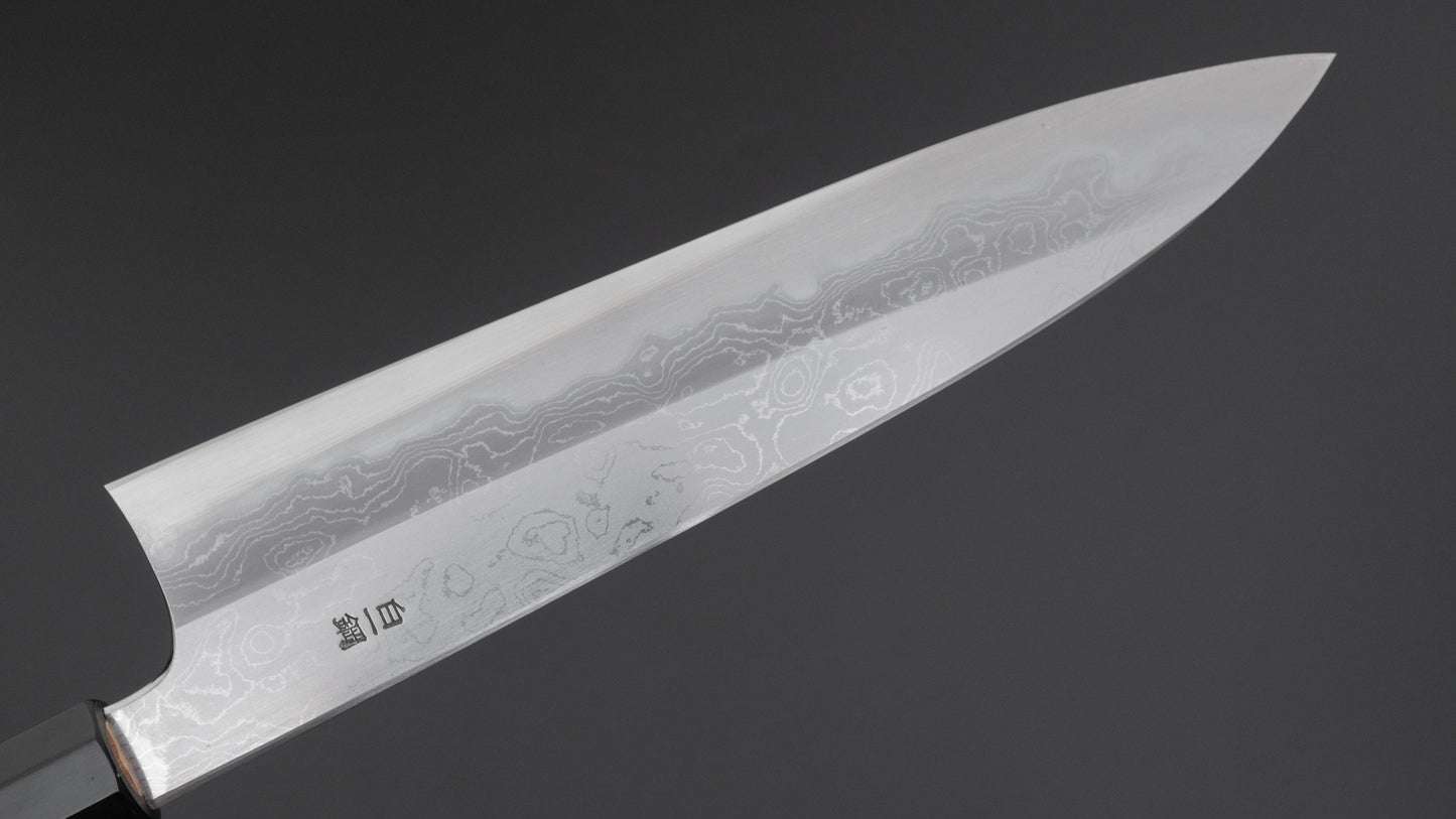 Hitohira Togashi White #1 Damascus Gyuto 240mm Burnt Yakusugi Handle