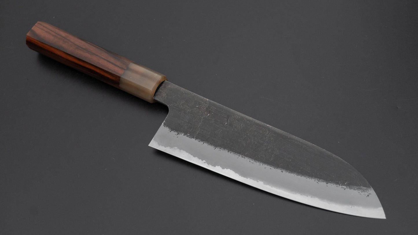 Hitohira Hinode Nashiji White #2 Stainless Clad Santoku 165mm Ebony Handle