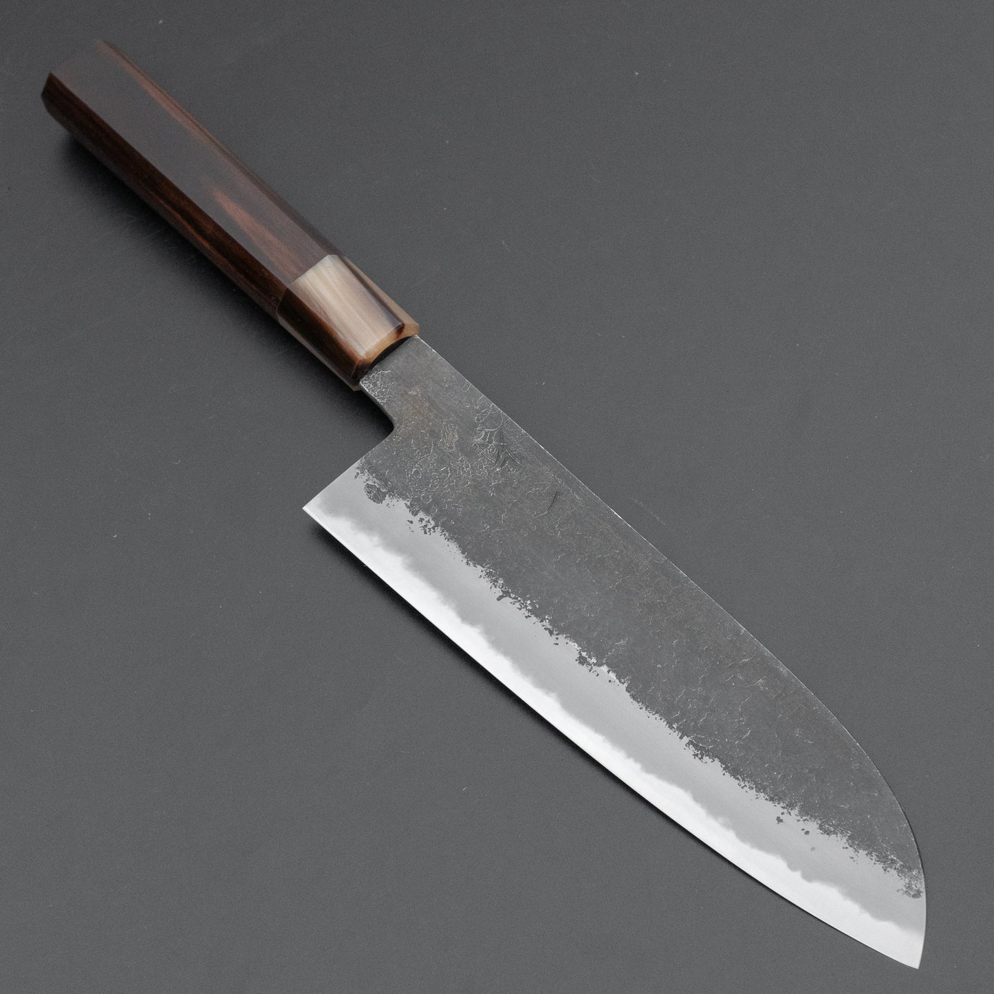 Hitohira Hinode Nashiji White #2 Santoku 180mm Ebony Handle (White Horn)