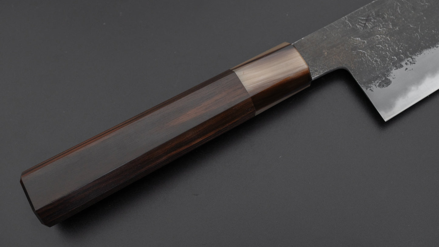 Hitohira Hinode Nashiji White #2 Santoku 180mm Ebony Handle (White Horn)