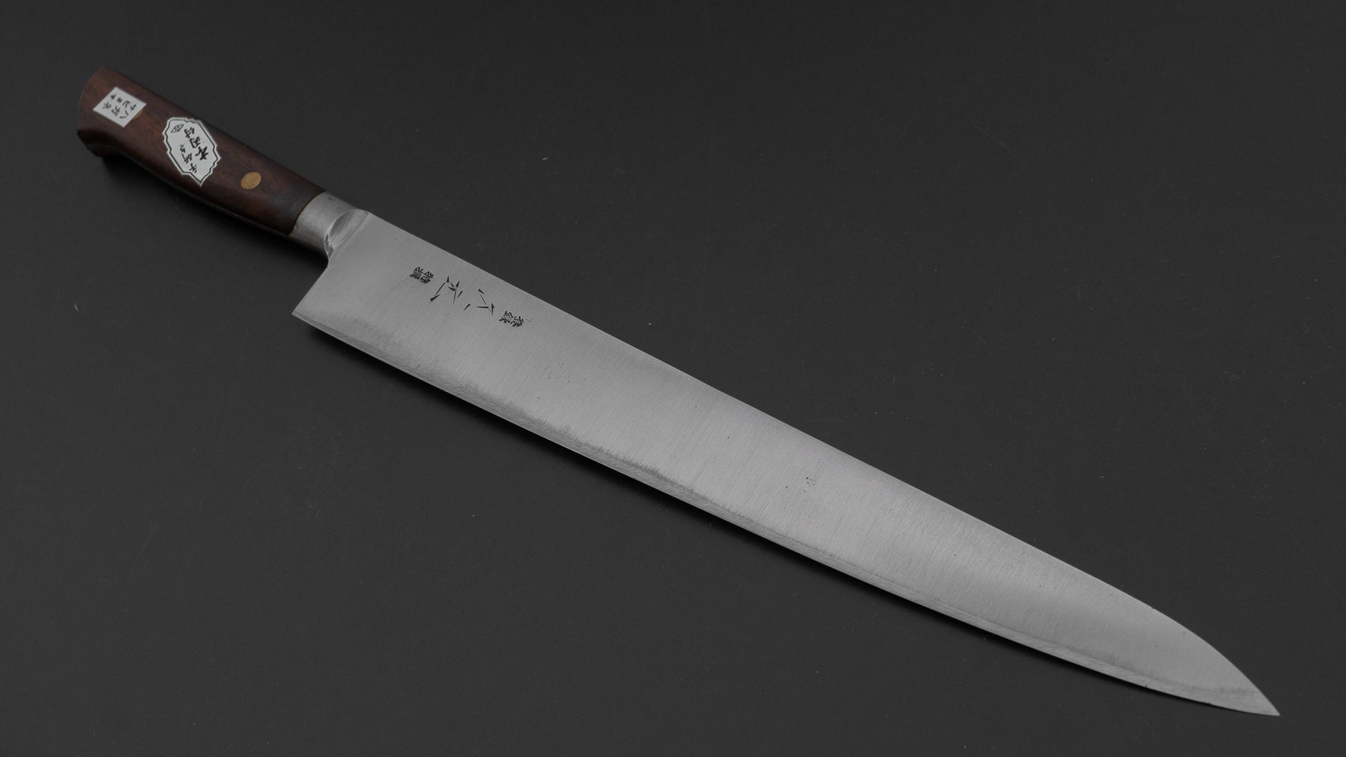 Morihei Hisamoto Vintage Carbon Sujihiki 330mm Rosewood Handle