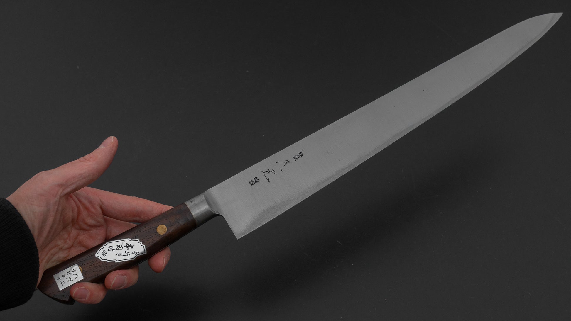 Morihei Hisamoto Vintage Carbon Sujihiki 330mm Rosewood Handle
