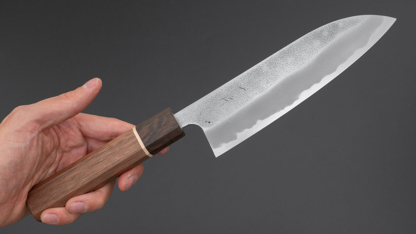 Hitohira YG Nashiji White #2 Santoku 165mm Walnut Handle (Ziricote Ferrule)