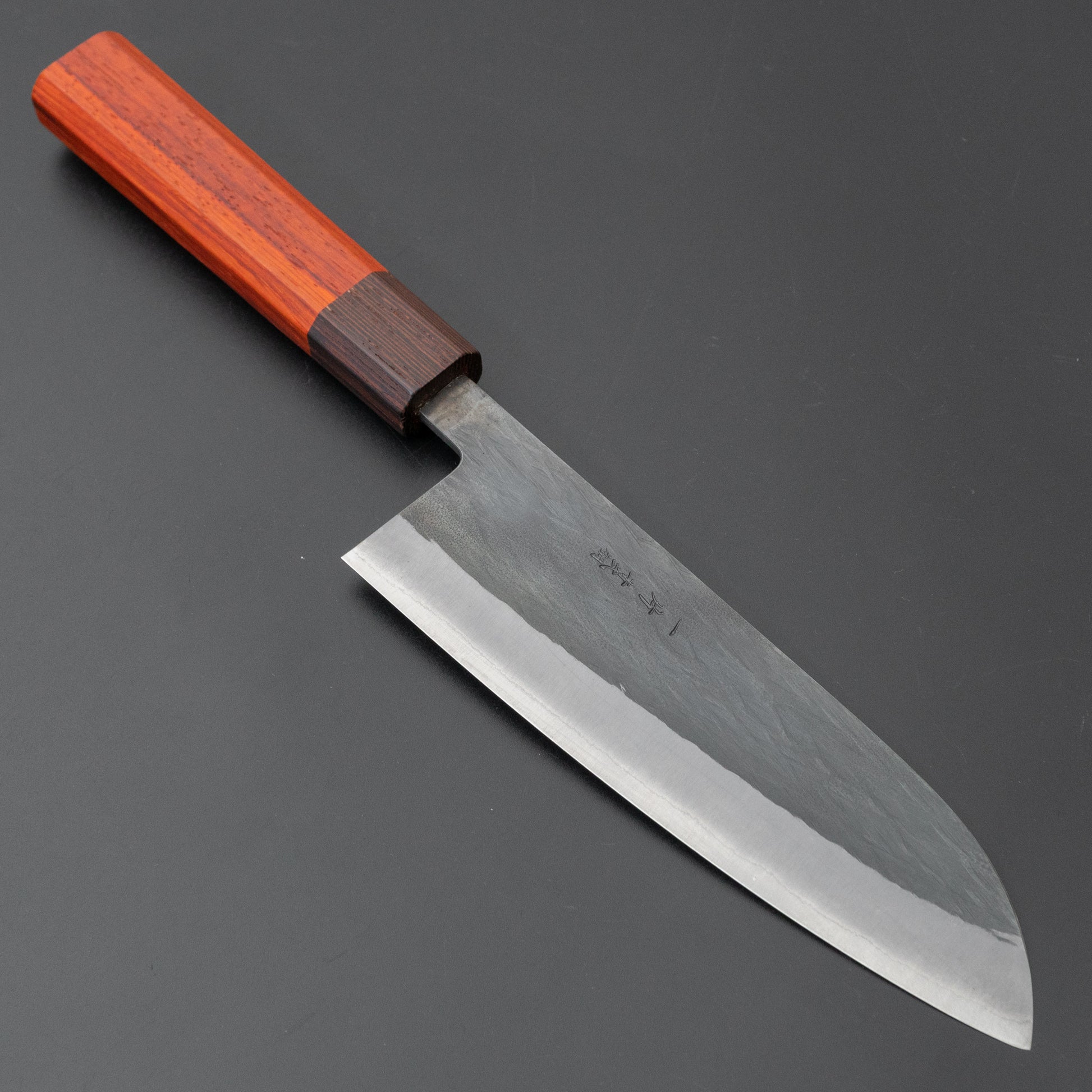 Hitohira TD Blue #2 Stainless Clad Kurouchi Santoku 165mm Padauk Handle - HITOHIRA