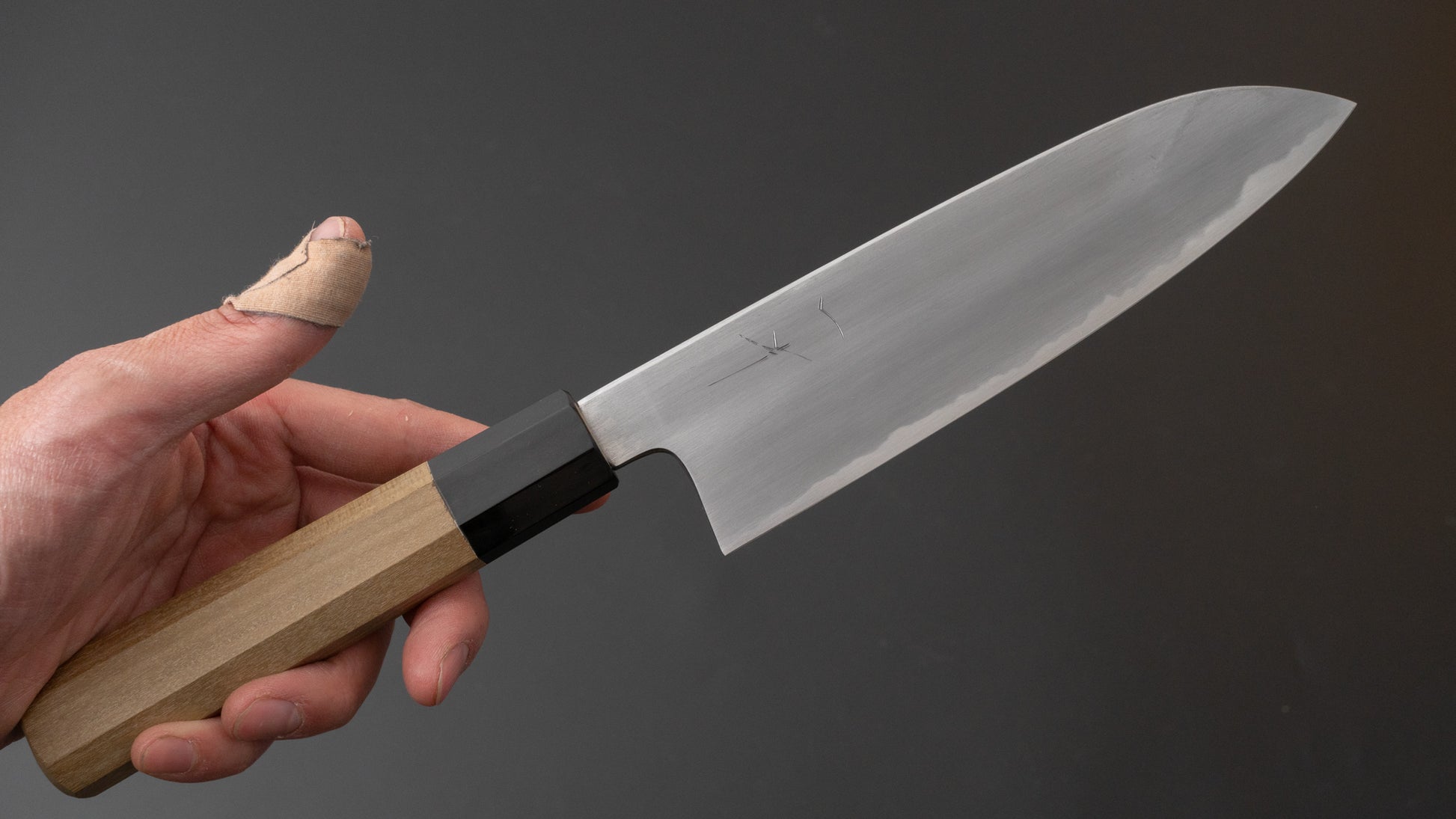 Hitohira Gorobei Rikichi White #2 Kasumi Santoku Ho Wood Handle - HITOHIRA