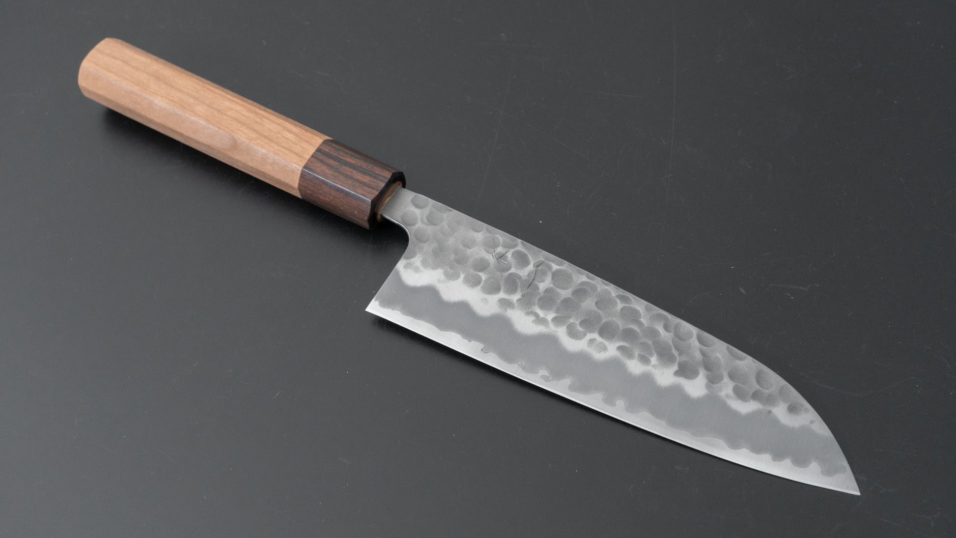 Hitohira Futana White #2 Migaki Tsuchime Santoku 170mm Cherry Wood Handle - HITOHIRA