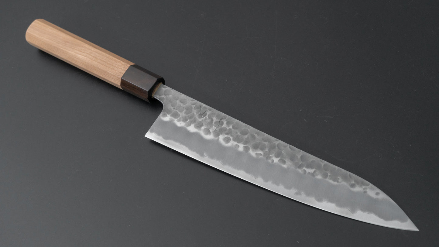 Hitohira Futana White #2 Migaki Tsuchime Gyuto 210mm Cherry Wood Handle - HITOHIRA