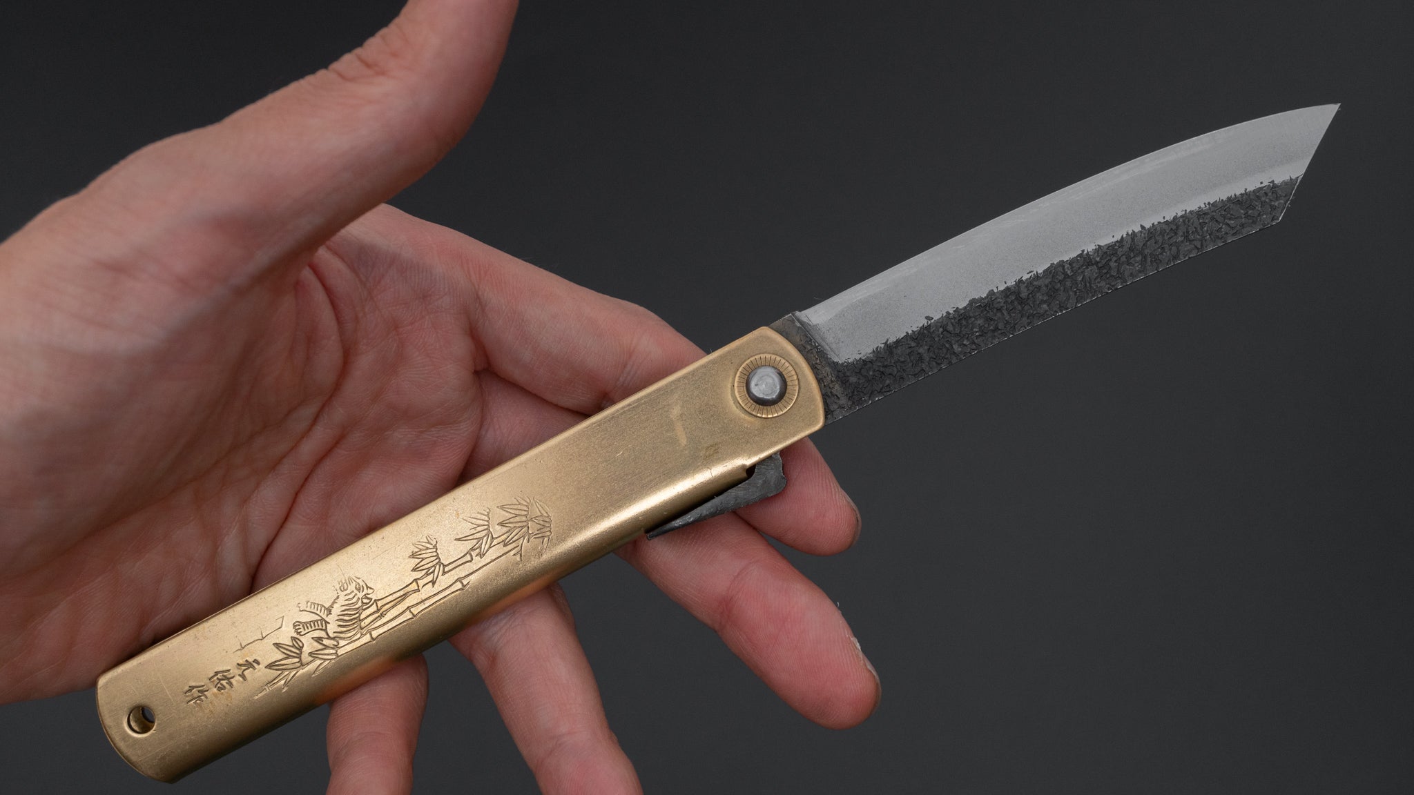 Higonokami Motosuke Folding Knife X Large Brass Handle (#16Y K