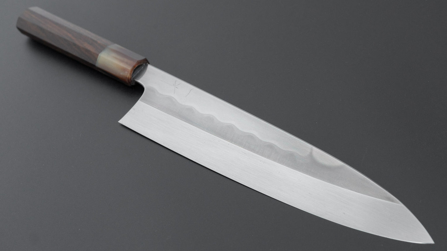 Hitohira Togashi White #1 Notaremon Mizu Honyaki Gyuto 240mm Taihei Makassar Ebony Handle (#128/ Saya)