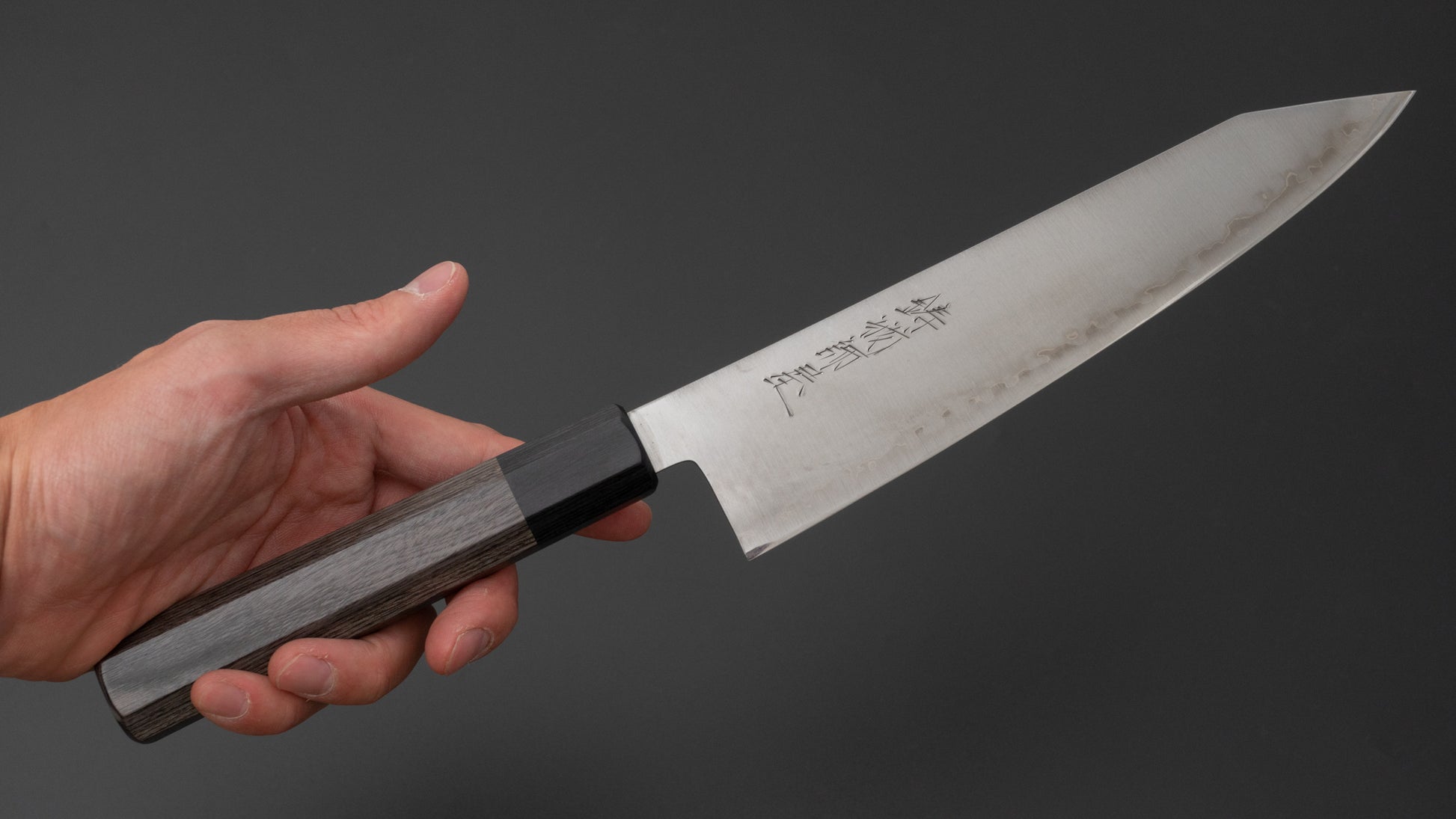 Hitohira Imojiya TH Blue Super Kiritsuke Gyuto 210mm Pakka Handle (Gray) - HITOHIRA