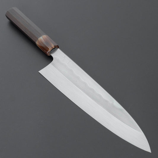 Hitohira Togashi White #1 Notaremon Mizu Honyaki Gyuto 240mm Taihei Makassar Ebony Handle (#129/ Saya)