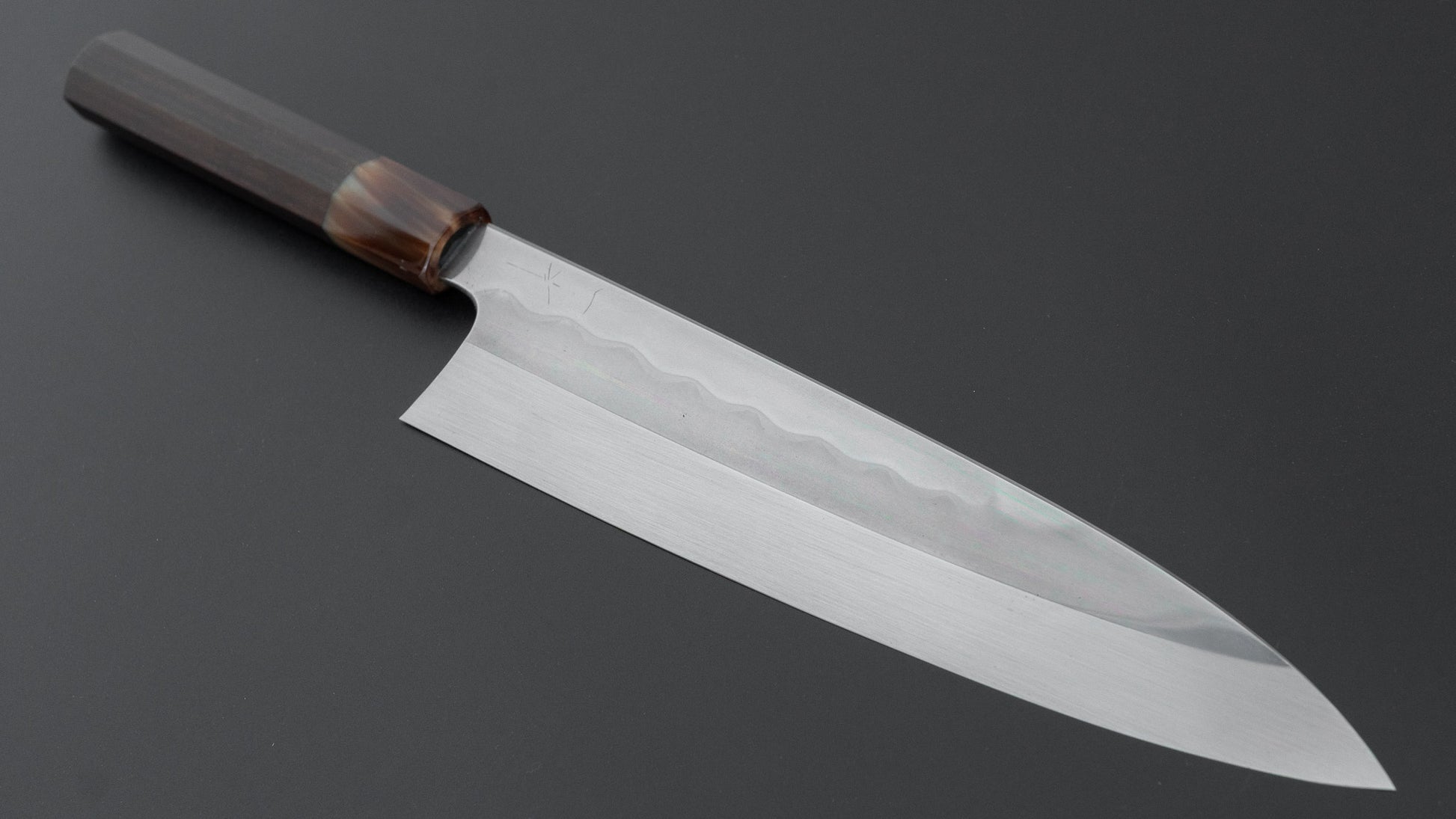 Hitohira Togashi White #1 Notaremon Mizu Honyaki Gyuto 240mm Taihei Makassar Ebony Handle (#129/ Saya)