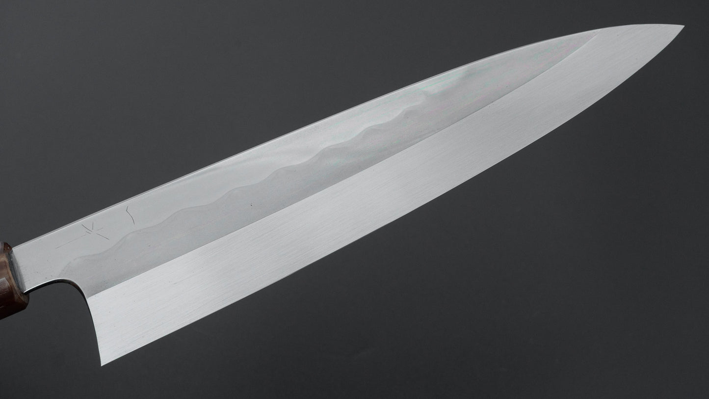 Hitohira Togashi White #1 Notaremon Mizu Honyaki Gyuto 240mm Taihei Makassar Ebony Handle (#129/ Saya)