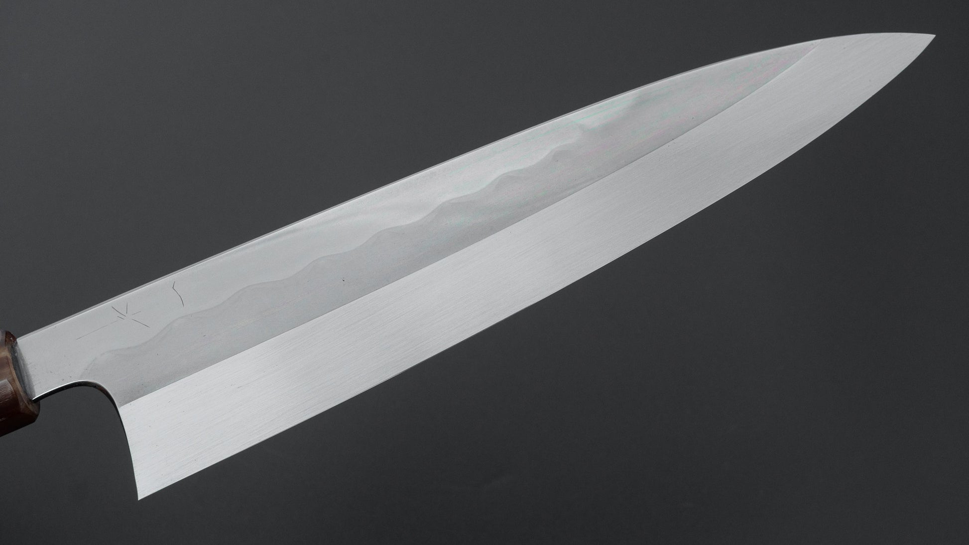Hitohira Togashi White #1 Notaremon Mizu Honyaki Gyuto 240mm Taihei Makassar Ebony Handle (#129/ Saya)