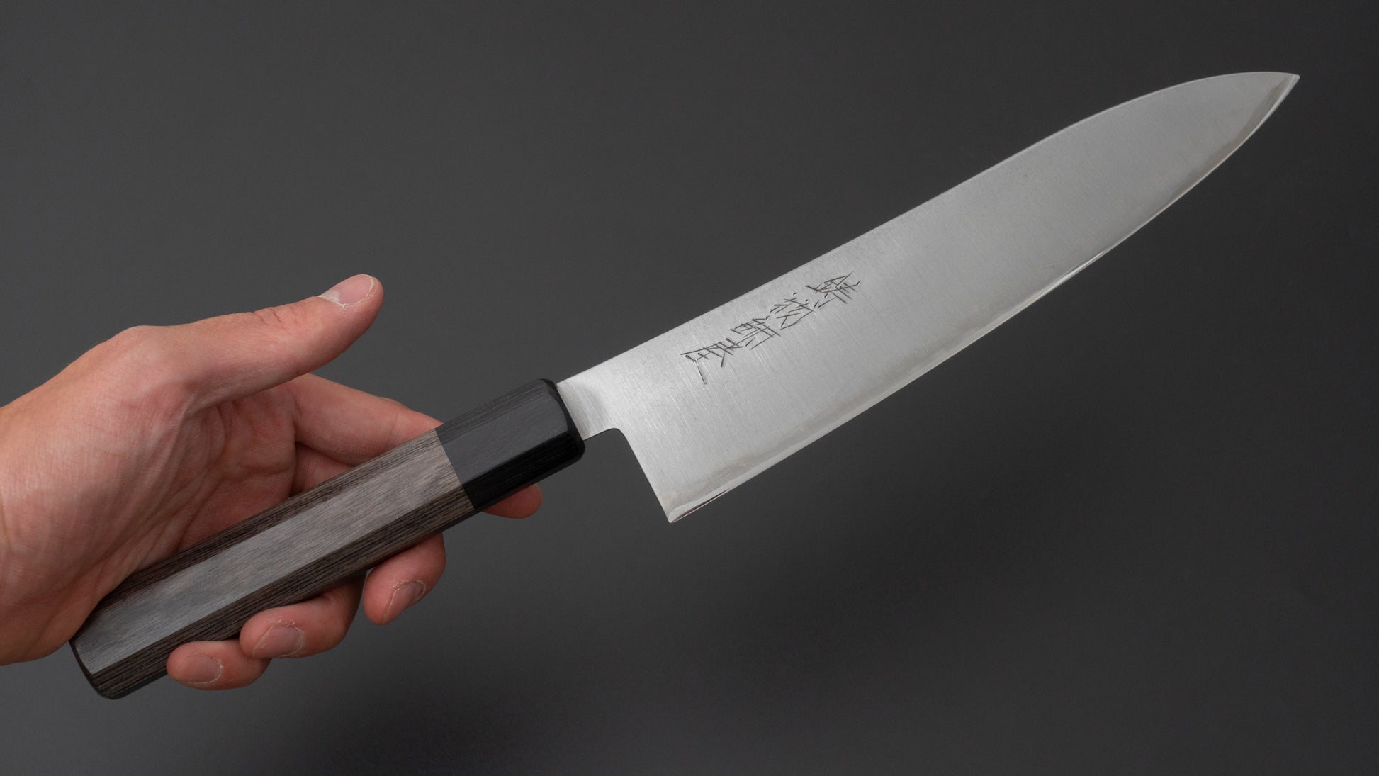 Hitohira Imojiya TH Blue Super Gyuto 210mm Pakka Handle (Gray) - HITOHIRA