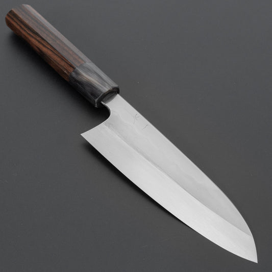 Hitohira Togashi White #1 Notaremon Mizu Honyaki Santoku 180mm Taihei Makassar Ebony Handle (#130/ Saya)