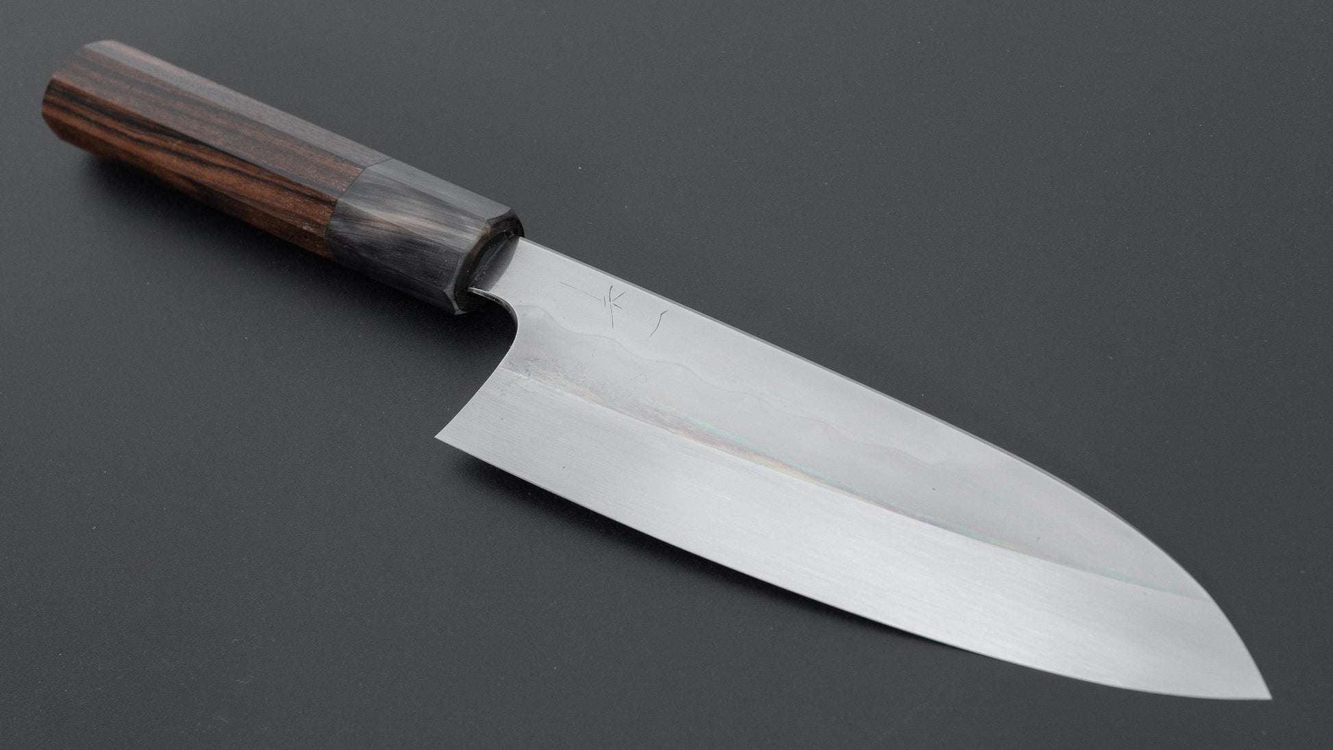 Hitohira Togashi White #1 Notaremon Mizu Honyaki Santoku 180mm Taihei Makassar Ebony Handle (#130/ Saya)