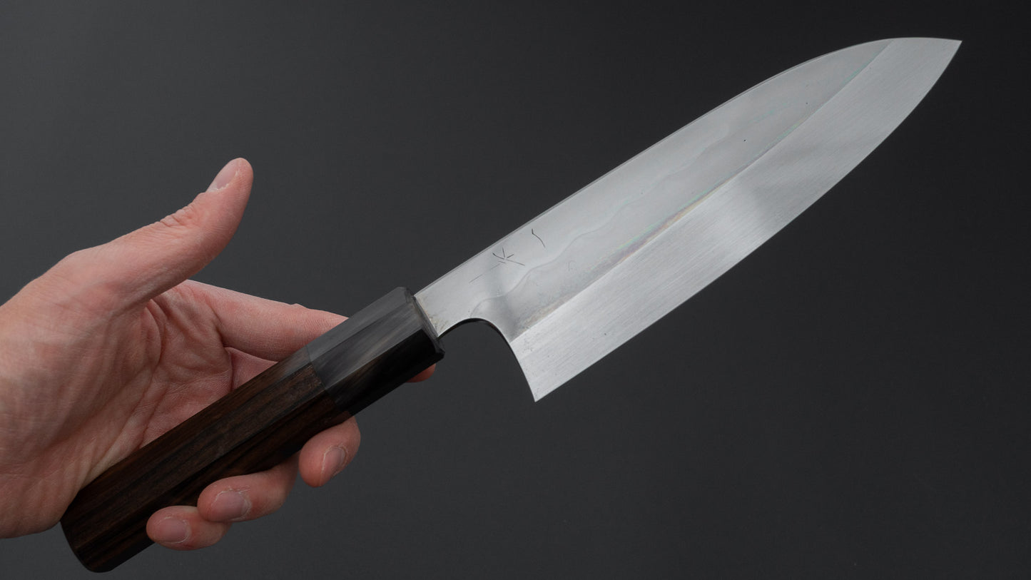 Hitohira Togashi White #1 Notaremon Mizu Honyaki Santoku 180mm Taihei Makassar Ebony Handle (#130/ Saya)