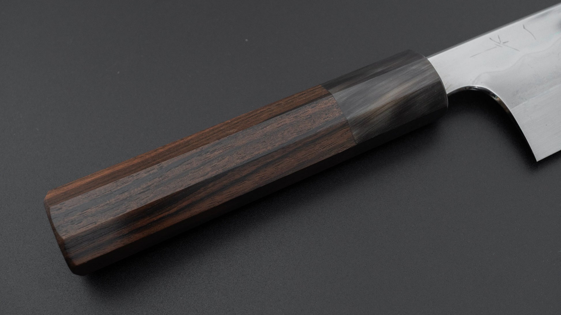 Hitohira Togashi White #1 Notaremon Mizu Honyaki Santoku 180mm Taihei Makassar Ebony Handle (#130/ Saya)