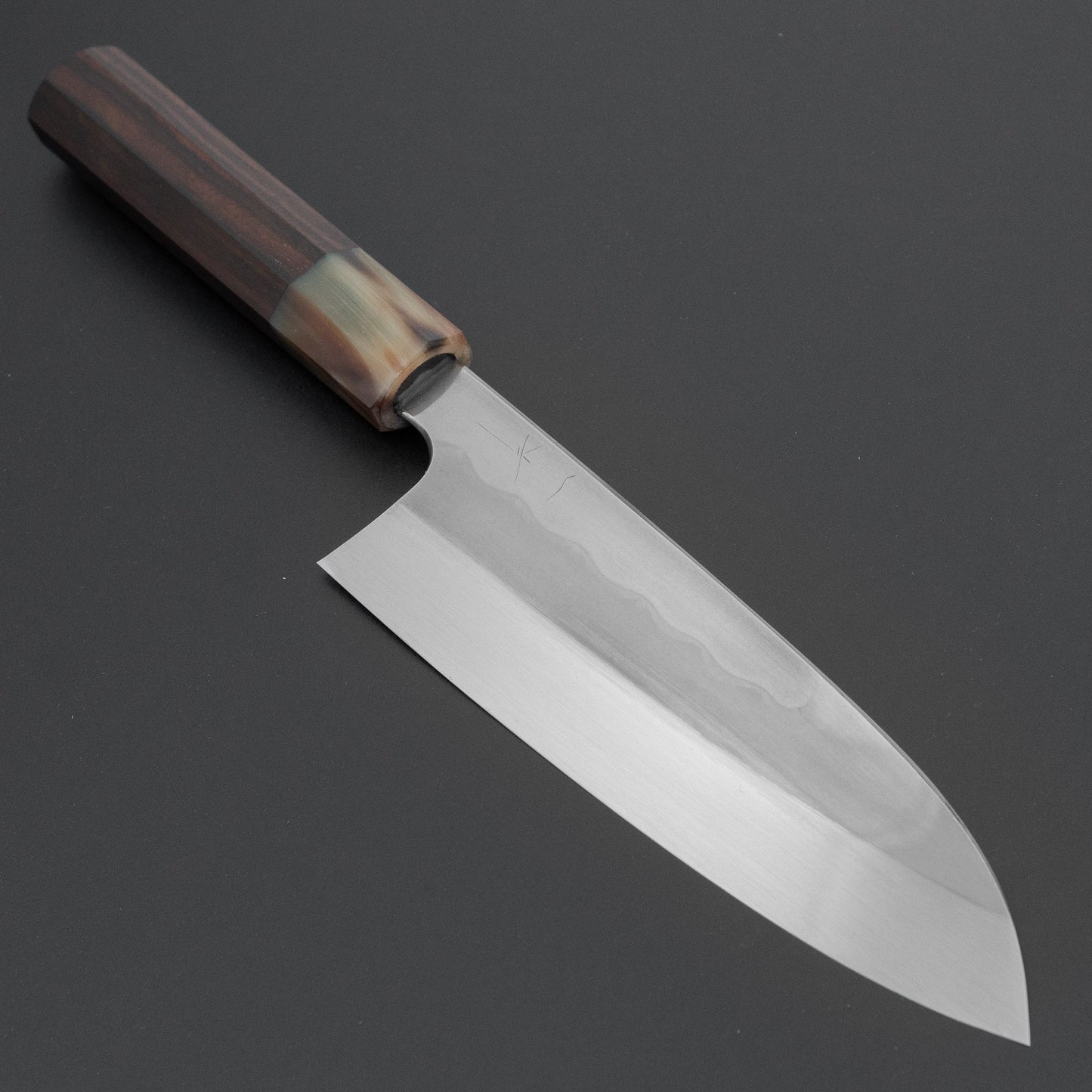 Hitohira Togashi White #1 Notaremon Mizu Honyaki Santoku 180mm Taihei Makassar Ebony Handle (#131/ Saya)