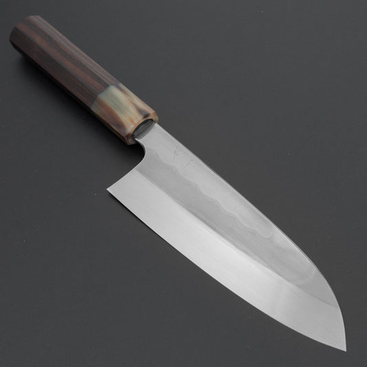 Hitohira Togashi White #1 Notaremon Mizu Honyaki Santoku 180mm Taihei Makassar Ebony Handle (#131/ Saya)