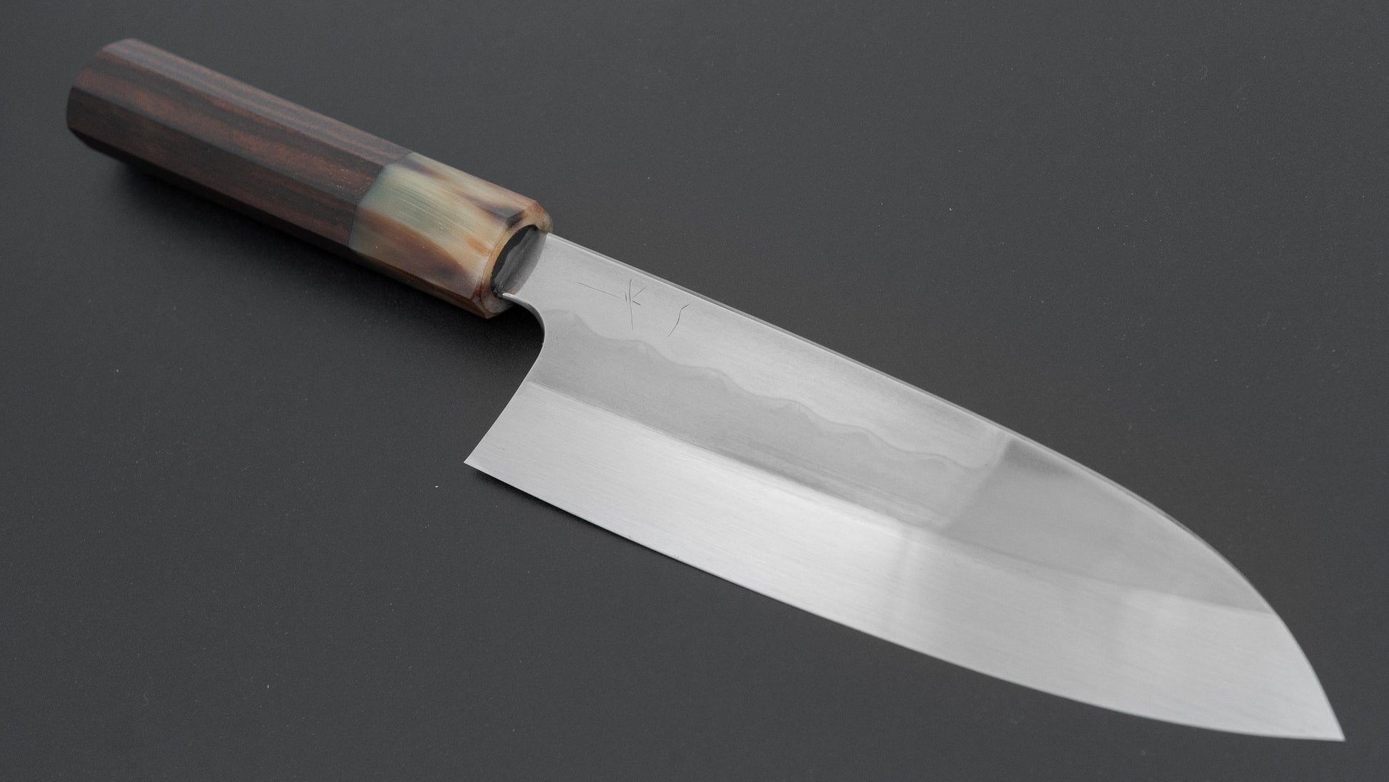 Hitohira Togashi White #1 Notaremon Mizu Honyaki Santoku 180mm Taihei Makassar Ebony Handle (#131/ Saya)