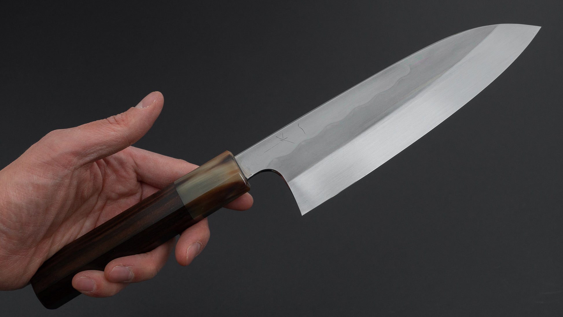Hitohira Togashi White #1 Notaremon Mizu Honyaki Santoku 180mm Taihei Makassar Ebony Handle (#131/ Saya)
