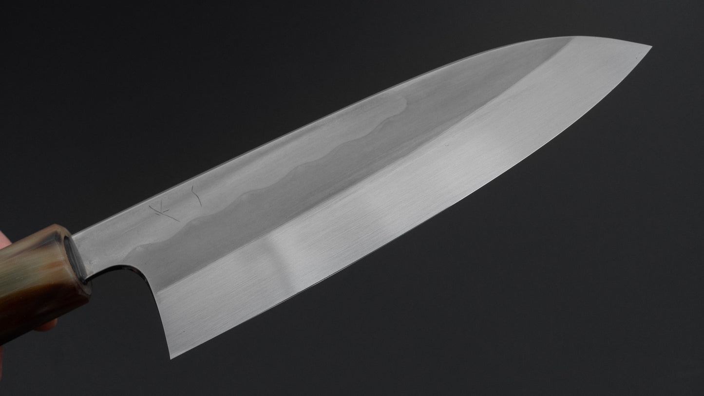 Hitohira Togashi White #1 Notaremon Mizu Honyaki Santoku 180mm Taihei Makassar Ebony Handle (#131/ Saya)
