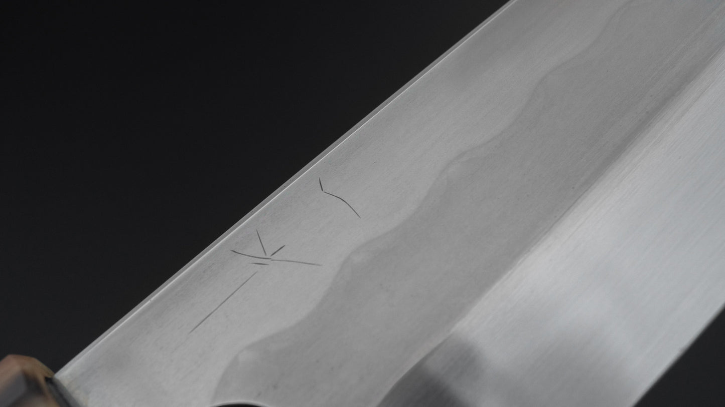 Hitohira Togashi White #1 Notaremon Mizu Honyaki Santoku 180mm Taihei Makassar Ebony Handle (#131/ Saya)